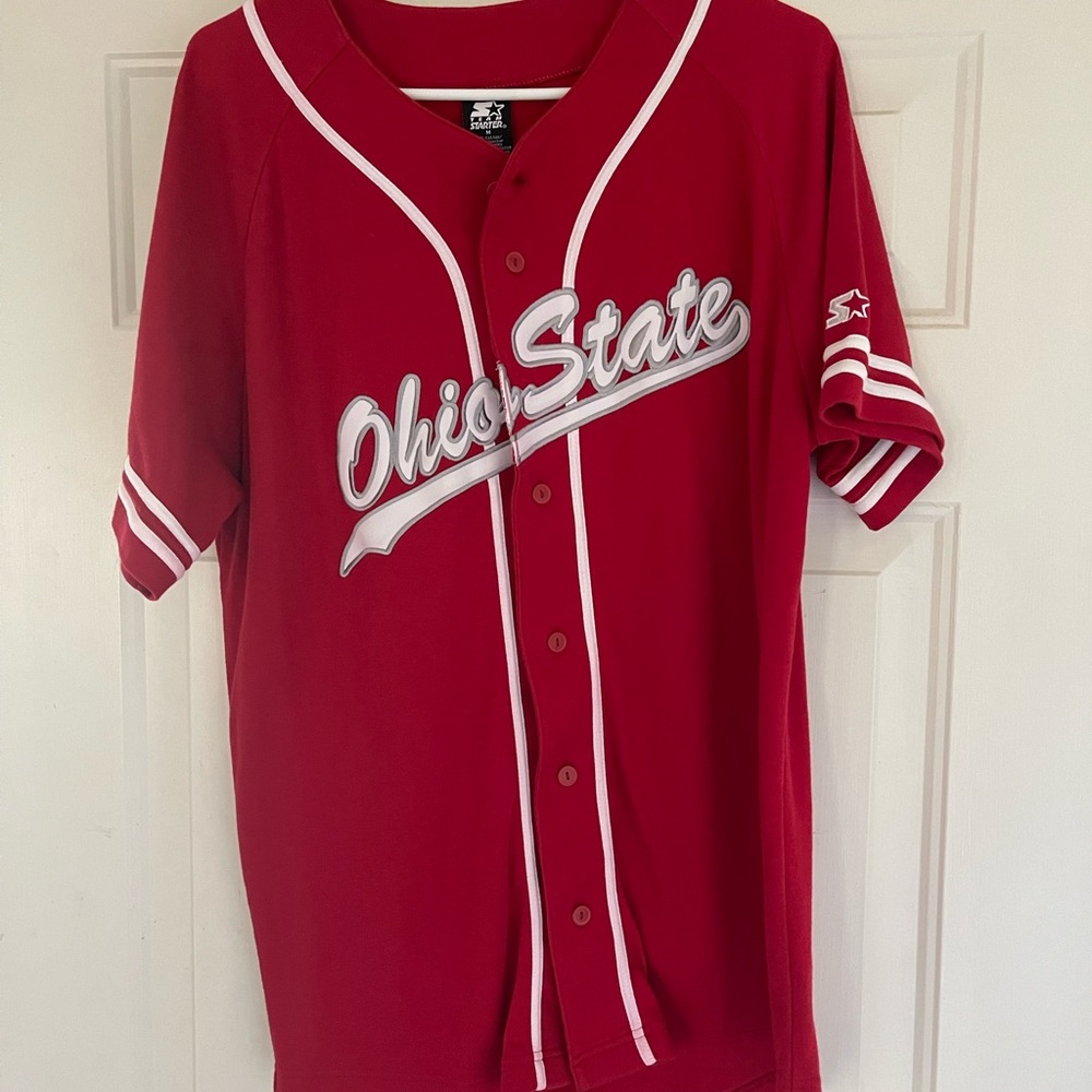 VTG Starter Ohio State Buckeyes Baseball Button Jersey Mens Size Medium Y2K
